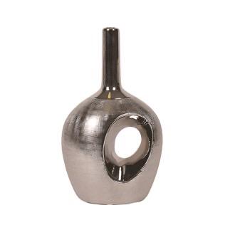 Silver Textured Hole Vase