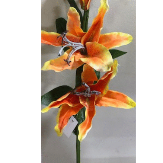 Silk Large 3Head Orange Lilly