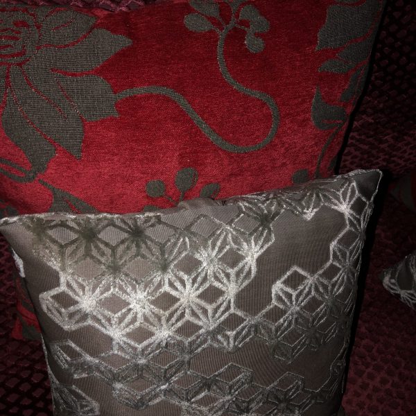 Small Ash Grey Velvet Pattern Cushion