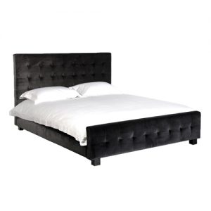 Velvet Button King Size Bed