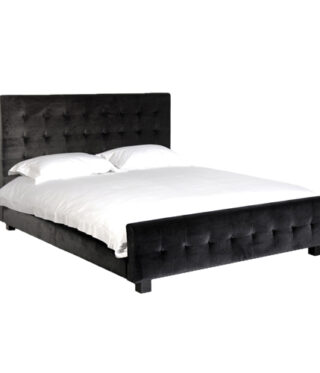 Velvet Button King Size Bed