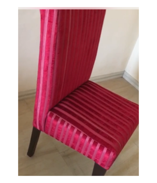 Red Striped Fabric Dining Chair