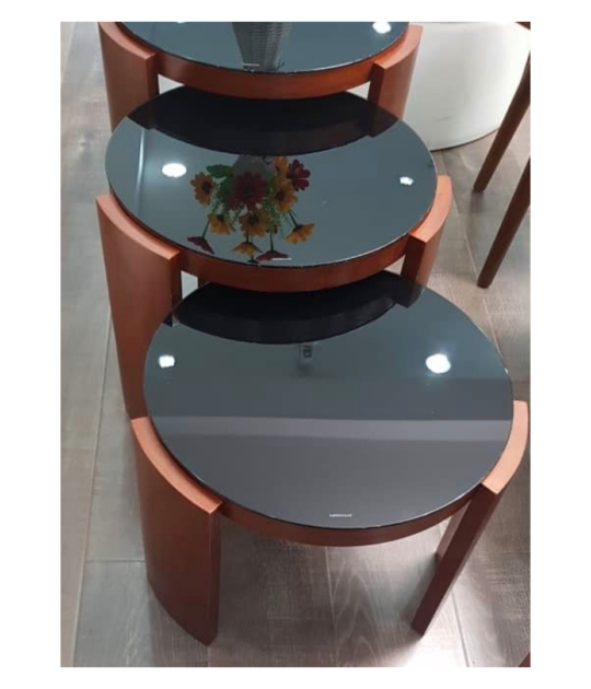 Set of 3 Round Glass Side Table