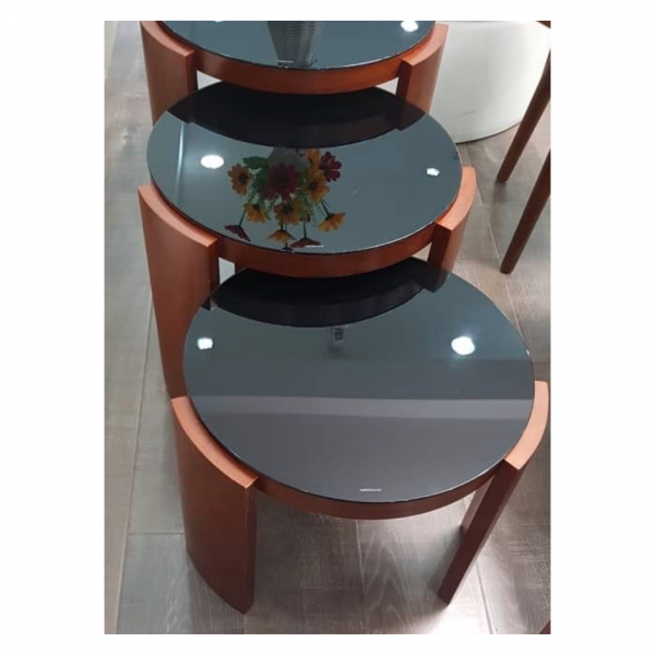 Set of 3 Round Glass Side Table