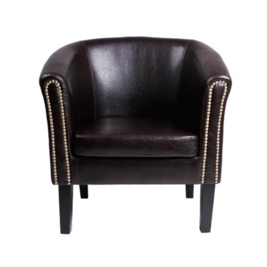 Dark Brown Studded Tub Chair