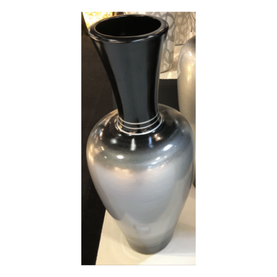 Large Black Silver 80cm Vase