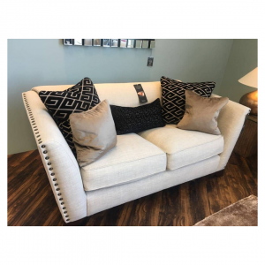 Studded Cream 2 Seater Sofa