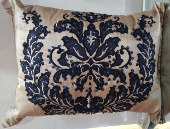 Brown with Black Embroidery Cushion