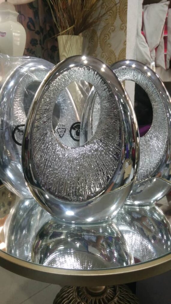Brushed Silver Oval Decor Ornament