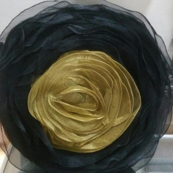 Black with Gold Ruffle Cushion