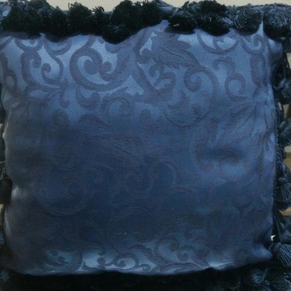 Blue Throw Pillow with Tassles