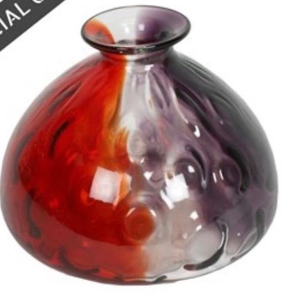 Red/Silver Pot Bottom Vase