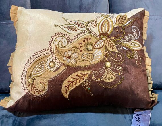 Cream Brown embroidery throw pillow