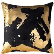 Velvet Black Gold Abstract Cushion