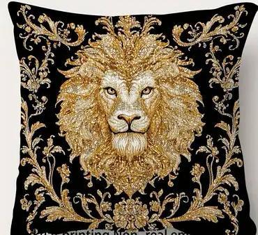 Velvet Vintage Lion Cushion
