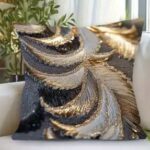 Contemporary Cream Gold Cushion