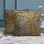 Elegant Golden Leaf Cushion